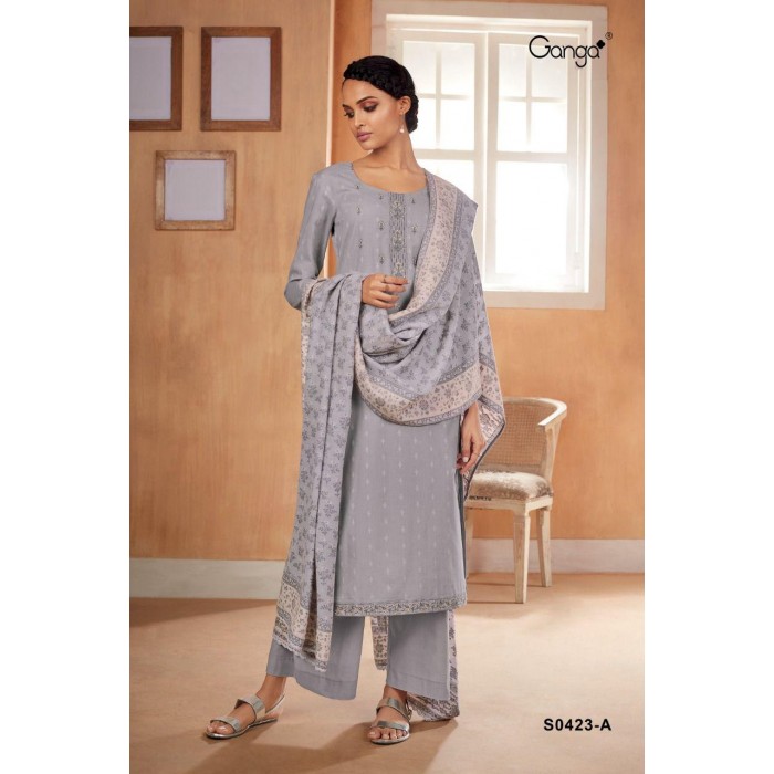 Ganga Rabta 423 Premium Cotton Jacquard Dress Materials
